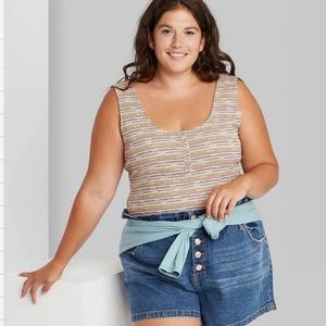 Wild Fable Retro Inspired Striped Snap Placket Bodysuit